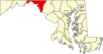 Map of Maryland highlighting Washington County